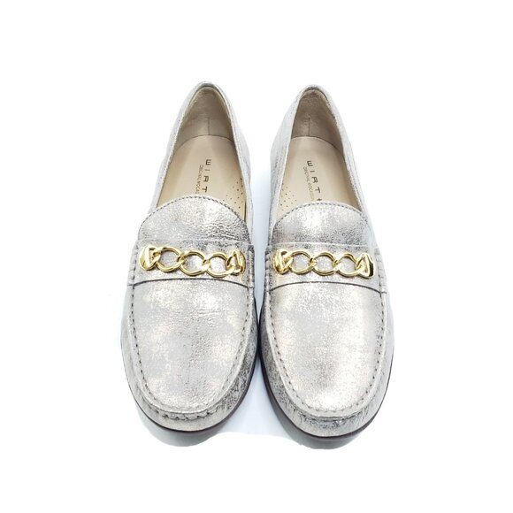 Wirth Brazil Metallic Gold Chain Loafers Leather Slip-On Shoes Womens US 9-9.5 - Picture 3 of 10